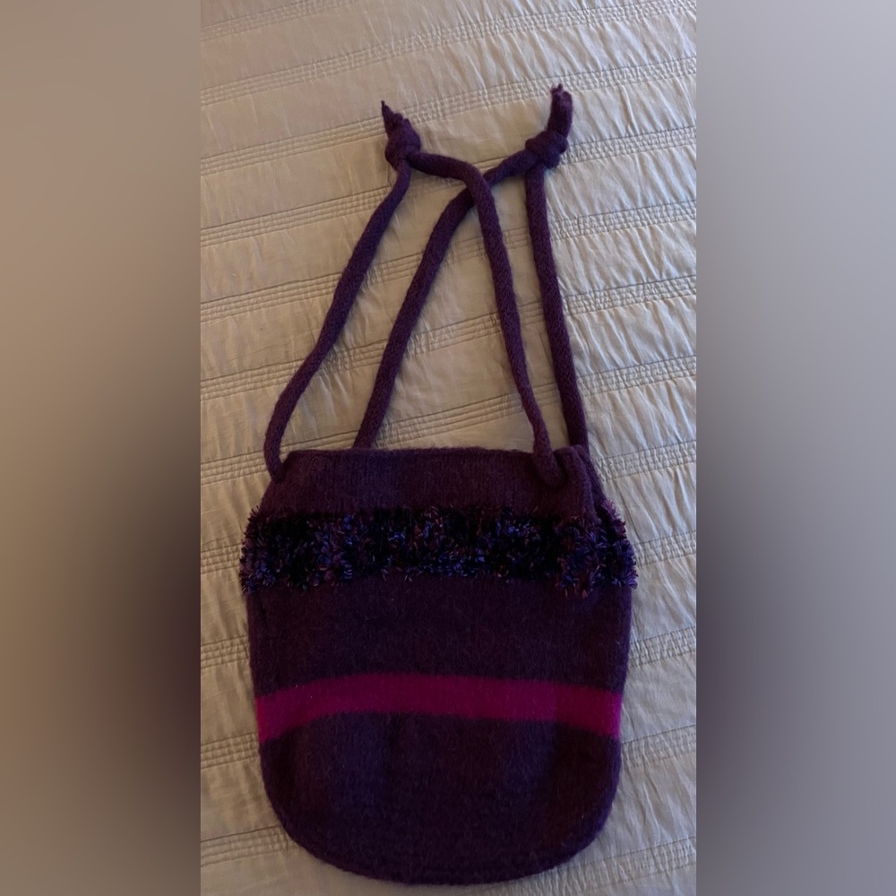 Hand Knitted and Felted Wool Bag - NEW